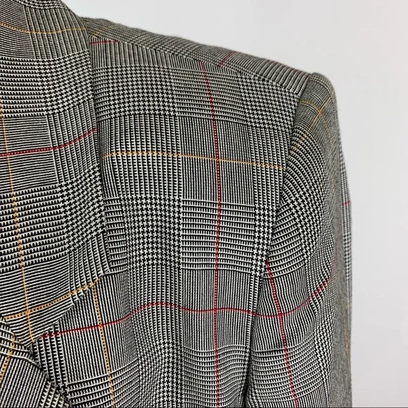 Vintage Jones Wear Plaid Double Breasted Blazer Sz 8 - Picture 4 of 14